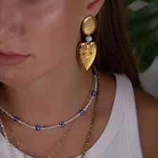 beaded choker necklace, thin boho bead necklace, handmade jewelry, summer  necklace, beach jewelry, pearl & blue eyes bead necklace, gift