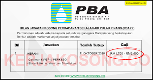 Stadium bandar raya pulau pinang. Jawatan Kosong Kerani Perbadanan Bekalan Air Pulau Pinang Pbapp