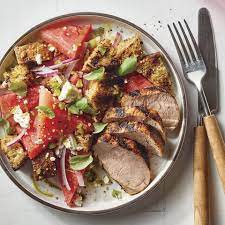 Grilled Pork Tenderloin With Watermelon Panzanella Recipe Grilled Pork Tenderloin Grilled Pork Pork