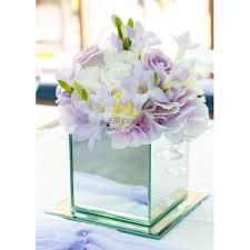 A great little but pretty centrepiece or use for dressing your head table. Lilac White Mirror Cube Vases At Boys Hall Ashford 0 00 Elli Cawse Floral Designs