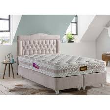Çift kişilik yatak alımlarında 6 kutu maske hediye! Belletto Cift Kisilik Vogue Super Lux Baza Yatak Seti Krem 140x190 Tekzen