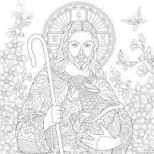 Religious easter coloring pages printables. Religious Easter Jesus Christ With A Lamb Portrait Of Christian Biblical Coloring Pages Printable