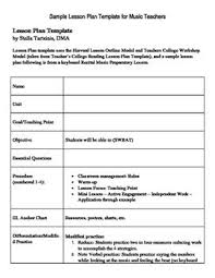Sample Music Lesson Plan That Uses Both The Harvard Outline Lesson Model And The Music Lesson Plans How To Plan Music Lessons