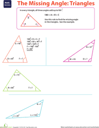 How to find a missing angle inside of a triangle « math. The Missing Angle Triangles Worksheet Education Com