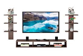 Turn up the drama by adding floating shelves around your wall tv. Anikaa Carlet Engineered Wood Tv Entertainment Unit Wall Set Top Box Shelf Stand Tv Cabinet For Wall Set Top Box Holder For Home Tv Stand Unit For Wall For Living Room Wenge Ideal For 32 40 Inch
