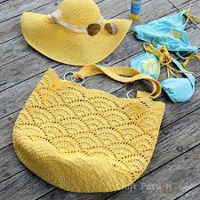 This Crochet Beach Tote With Matching Sun Hat Is Just The Perfect Set For A Day At The Beach Or For Other Crochet Beach Bags Crochet Tote Pattern Tote Pattern