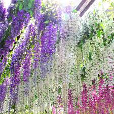 Artificial Silk Flower Garland Vine Wisteria Leaf Hanging Wedding Decor Little Vines Wedding Decor Wisteria Tree Artificial Silk Flowers