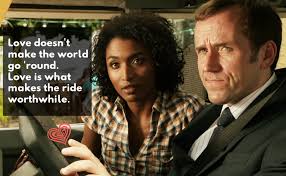 Richard and Camille ride the police Land Rover for a much-needed liming  after solving a case in Death in Paradise, Season 1,...
