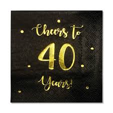 You can decorate the entry door with framework photos that reveal the transformation of his 40th birthday decorations for men. Cheers To 40 Years Cocktail Napkins Happy 40th Birthday Decorations For Men And Women And Wedding Anniversary Party Decorations 50 Pack 3 Ply Napkins 5 X 5 Inch Folded Black Buy