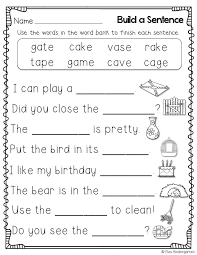 Build Sentences Using Words With The Silent E 1st Grade Worksheets First Grade Worksheets Words