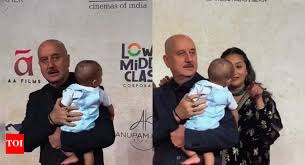 Anupam Kher makes rare appearance with grandson Nirvair at 'Tanvi The Great'  premiere; netizens react | Hindi Movie News - Times of India