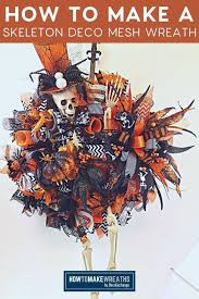 Learn How To Make A Skeleton Deco Mesh Wreath That Is Festive And Fun With Our Tutorial This Is An Awesome Hal Deco Mesh Wreaths Deco Mesh How To Make Wreaths