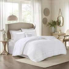 This item is a pure white cal king comforter set, but you can get a black california king comforter as well. Amazon Com Madison Park Comforter Set Textured Luxury Design All Season Down Alternative Bedding Matching Sham Decorative Pillows Cal King 104 X92 Celeste Ruffle White 5 Piece Home Kitchen