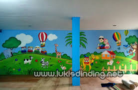 Lukis lapangan basket / pengecatan lapangan basket; Contoh Lukisan Dinding Sekolah Tk Cikimm Com