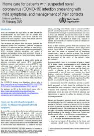 We would like to show you a description here but the site won't allow us. Home Care For Patients With Suspected Novel Coronavirus Covid 19 Infection Presenting With Mild Symptoms And Management Of Their Contacts Interim Guidance Healthy Newborn Network