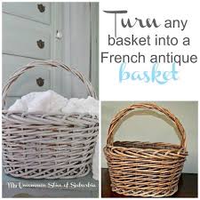 How to paint a wicker basket with spray paint. Paint An Old Basket Into A French Antique Basket Basket Makeover Old Baskets Wicker Basket Diy