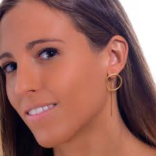 Long Golden Saturn Earrings