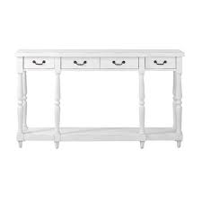 Unbranded Mitchell Rubbed White Storage Console Table 1506110410 The Home Depot White Storage White Console Table White Storage Cabinets