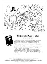 Nicodemus was a pharisee and a member of the sanhedrin mentioned in three places in the gospel of john: Coloring Page Miracles In The Bible Coin In The Mouth Of The Fish Saint Peter Jesus