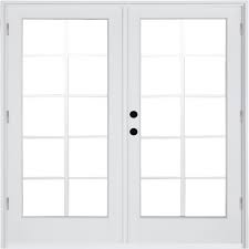 Masterpiece 71 1 4 In X79 1 2 In Fiberglass White Right Hand Outswing Hinged Patio Door With 10 Lit Patio Doors French Doors Patio French Doors Patio Exterior