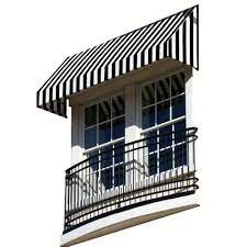 Awntech 3 Ft New Yorker Window Entry Awning 18 In H X 36 In D In Black White Stripe En1836 3kw At The Home Window Awnings Door Awnings Windows And Doors