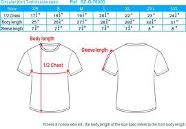 T Shirt Size T Shirt Standard Size Custom T Shirt Size