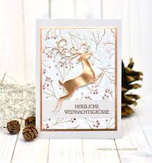 Www Conibaer De Elegante Weihnachtskarte Mit Einem Hirsch In Bronze Und Naturfarben Selbstgemacht Stempeln Elegant Chr Weihnachtskarten Karten Basteln Karten