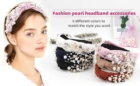 Amazon.com : OAOLEER 6 Pack Pearl Headbands for Women with Vintage Elastic  Knotted Wide Hair Bands : Beauty & Personal Care