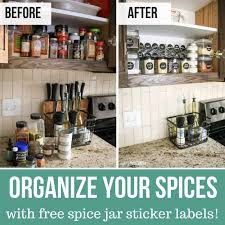 Organize Your Spices With Free Spice Jar Sticker Labels How To Organize Spices In Pantr Spice Cabinet Organization Spice Organization Kitchen Pantry Cabinets