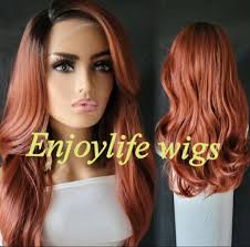 Buy Natural Looking H.D Copper Red Dark Root Balayage Color Wavy Lace Front  Wig Online in India
