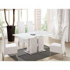Looking for the ability to grow as your needs change, then you want to get with the dennis expandable dining table. Levo Glass Top Dining Table In White Gloss With 6 Asam Dining Chairs Features Fashionable And Sturdy Dining Room Design Modern Dining Table Dining Table Sale
