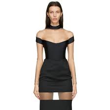 Find bodysuit shapewear for any occasion or outfit. Mugler Black Segmented Long Sleeve Bodysuit Mugler