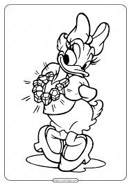Daisy holding a mickey lollipop pdf link. Printable Daisy Duck Pdf Coloring Page 07