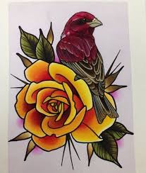 Bird And Rose Tattoo Simple Bird And Flower Tattoos By Andrea Hart Bird And Flower Tattoo Flower Tattoos Birds Tattoo