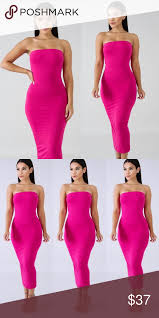 Last One Hot Pink Tube Maxi Dress Tube Maxi Dresses Boutique Maxi Dresses Hot Pink Tube Dress