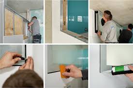 Voici comment créer son ossature métallique (rails et montants), prévoir vos alimentations électriques, découper et visser vos plaques sur les faces… et enfin enduire vos joints pour un mur parfaitement lisse ! Vitrage Affleurant Pour Cloisons Placo Pose A Sec Separations En Verre Glastec Website Fr