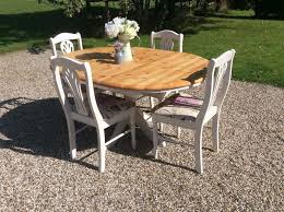 The wide collection comprises beautifully designed pine dining table and chairs that ensure users are comfortable and happy, always looking forward to their dining moments. Shabby Chic Round Extending Pine Dining Table And 4 Chairs In Farrow Ball United Kingdom Gumtree Pine Dining Table Round Pedestal Dining Table Dining Table