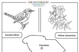 Counties state symbols and emblems first facts faqs glossary coloring book: Mr Nussbaum South Carolina Statehood United States Postage Stamp Coloring Page