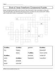 Freebie And Printable End Of School Year Freeform Crossword Puzzle With Hints Great Brainteasers To Support Ki Puzzle Books End Of School Year 6 Letter Words