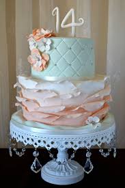 Stylish Beautiful Birthday Cake Images For Girls Beautiful Peach Color Layered Cake 14th Birthday Cakes 12th Birthday Cake Pretty Birthday Cakes
