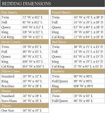 Bedding Size Chart Cammie 39 S Home Store