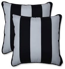 Pillow perfect bench cushion luxury pillow perfect outdoor red white description: Outdoor Indoor Cabana Stripe Black 16 5 Inch Throw Pillow Set Of 2 Contemporary Outdoor Cushions And Pillows By Pillow Perfect Inc Houzz