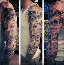 Skull sleeve tattoos designs, ideas and meaning. 50 Skull Sleeve Tattoos For Men Masculine Design Ideas