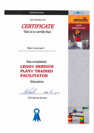 Certificates for roles within a lego therapy group and for completing a block of building brick therapy. Certificate Lego Serious Play