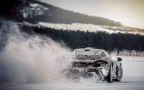 Wallpaper Mclaren P1 Ice Drifting Rear View Super Cars Mclaren P1 Amazing Cars