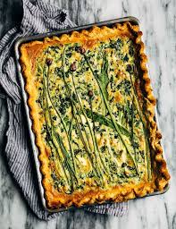 Sheet Pan Spinach Quiche With Ramps Green Garlic And Chive Blossoms Recipe Quiche Recipes Recipes Sheet Pan Dinners Recipes