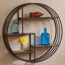 bathroom round wall shelves accessories industrial metal shelf