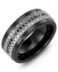 Men S Women S Black Ceramic White Gold 63 White Black Diamonds 0 63ct Wedding Band Black Diamond Wedding Rings Cool Wedding Rings Mens Wedding Rings