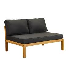 Paulette Banc Lounge Naturel H 64 X Larg 90 X Long 120 Cm Lounge Acacia Kussens