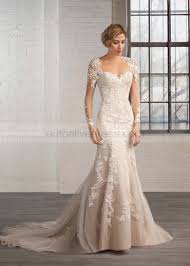 Ivory Lace Tulle Long Sleeves Keyhole Back Champagne Lining Wedding Dress Wedding Dresses Bridal Dresses Wedding Dresses Lace